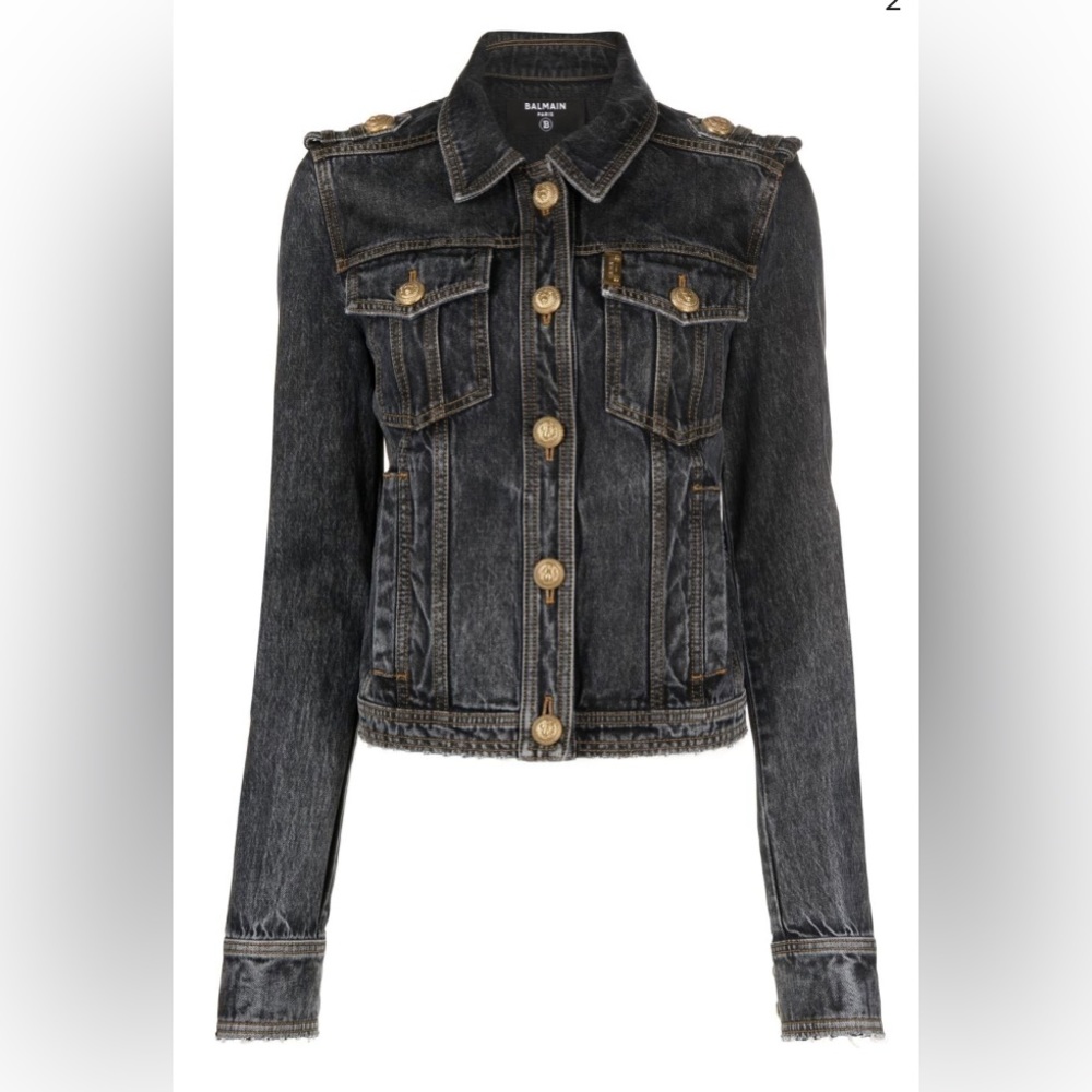 Balmain black denim jacket 40